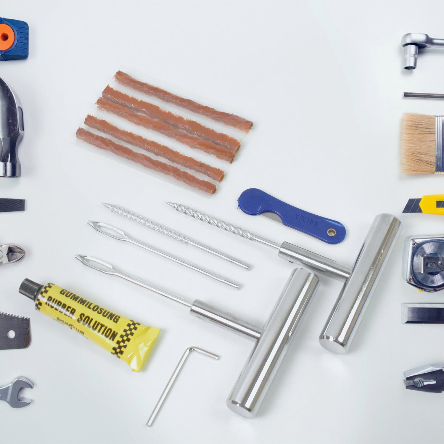 Portable Tire Repair Kit Tyre Repairing Tool Set with Box (13 Pcs Set) Portable Tire Repair Kit Tyre Repairing Tool Set with Box (13 Pcs Set)